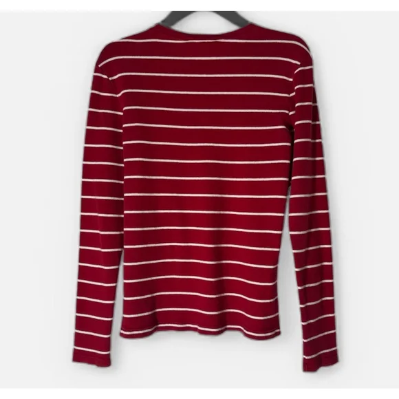 Women's Ralph Lauren Sport Long Sleeve Tee L Red & White Striped - Picture 6 of 7